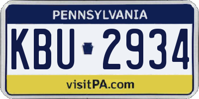 PA license plate KBU2934