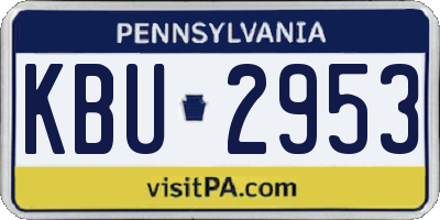 PA license plate KBU2953