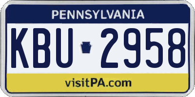 PA license plate KBU2958