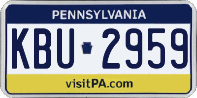 PA license plate KBU2959