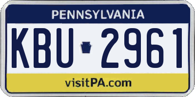 PA license plate KBU2961