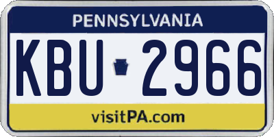 PA license plate KBU2966