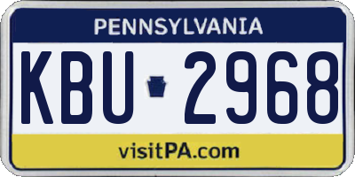 PA license plate KBU2968