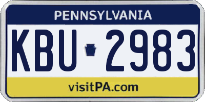PA license plate KBU2983