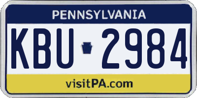 PA license plate KBU2984
