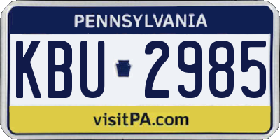 PA license plate KBU2985