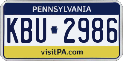 PA license plate KBU2986