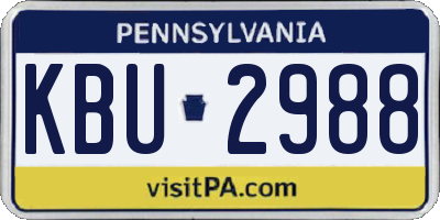 PA license plate KBU2988