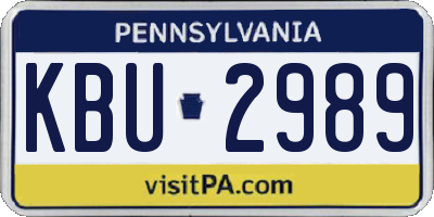 PA license plate KBU2989