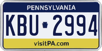 PA license plate KBU2994