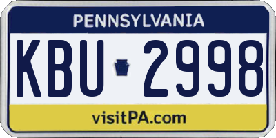 PA license plate KBU2998