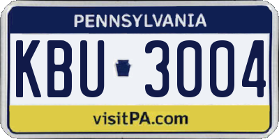 PA license plate KBU3004