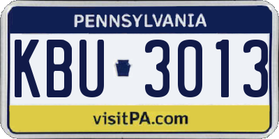 PA license plate KBU3013