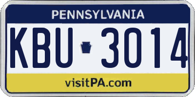 PA license plate KBU3014