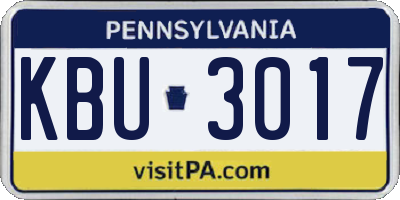 PA license plate KBU3017
