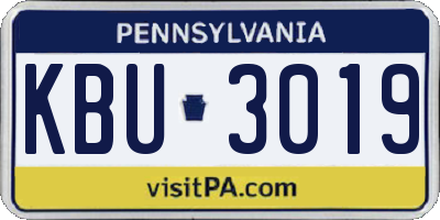 PA license plate KBU3019