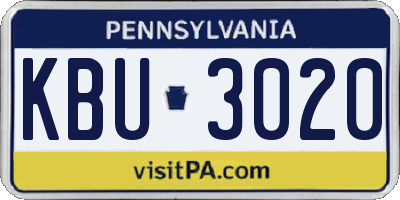 PA license plate KBU3020