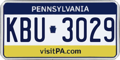PA license plate KBU3029