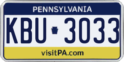 PA license plate KBU3033