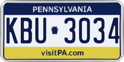 PA license plate KBU3034