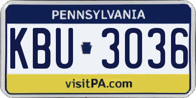 PA license plate KBU3036