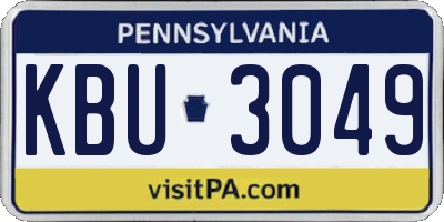 PA license plate KBU3049