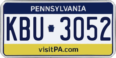 PA license plate KBU3052
