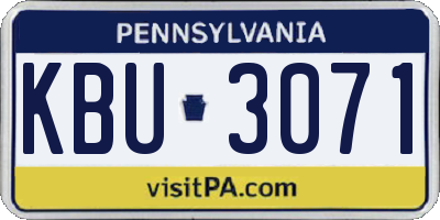 PA license plate KBU3071
