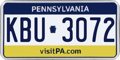 PA license plate KBU3072