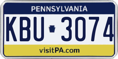 PA license plate KBU3074