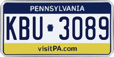 PA license plate KBU3089