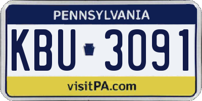 PA license plate KBU3091
