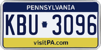 PA license plate KBU3096