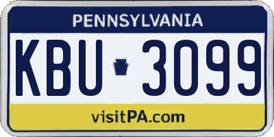 PA license plate KBU3099