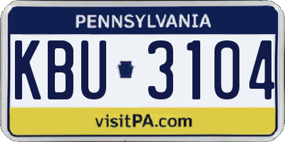 PA license plate KBU3104