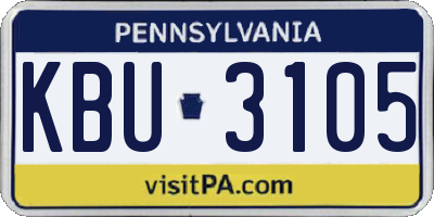 PA license plate KBU3105