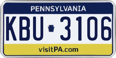 PA license plate KBU3106