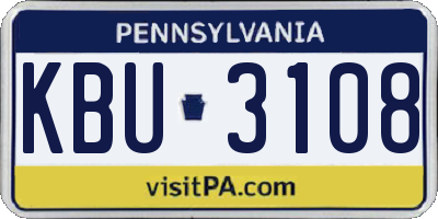 PA license plate KBU3108