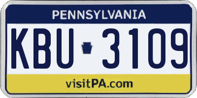 PA license plate KBU3109