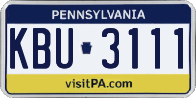 PA license plate KBU3111