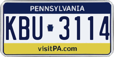 PA license plate KBU3114