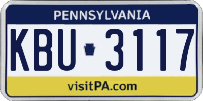 PA license plate KBU3117
