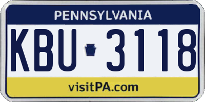 PA license plate KBU3118