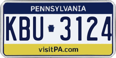 PA license plate KBU3124