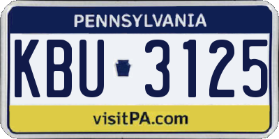 PA license plate KBU3125