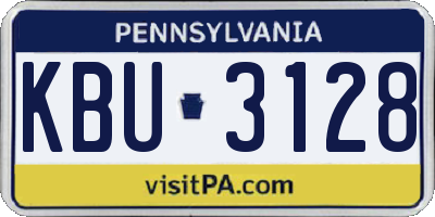 PA license plate KBU3128