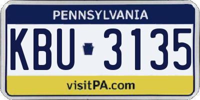 PA license plate KBU3135