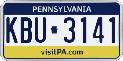 PA license plate KBU3141
