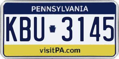 PA license plate KBU3145