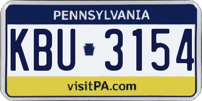 PA license plate KBU3154